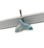 Rare Larimar Mermaid Tail Pendant, Sterling Silver Pave Diamond Pendant, Bohemian Jewelry, Larimar Whale Tail Pendant