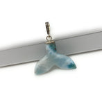 10g Rare Larimar Mermaid Tail Pendant, Sterling Silver Pave Diamond Pendant, Bohemian Jewelry, Larimar Whale Tail Pendant
