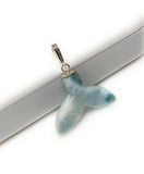 10g Rare Larimar Mermaid Tail Pendant, Sterling Silver Pave Diamond Pendant, Bohemian Jewelry, Larimar Whale Tail Pendant