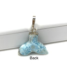8g Rare Larimar Mermaid Tail Pendant, Sterling Silver Pave Diamond Pendant, Bohemian Jewelry, Larimar Whale Tail Pendant
