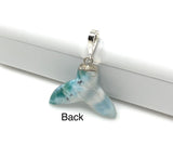 Larimar Mermaid Tail Pendant, Sterling Silver Pave Diamond Pendant, Bohemian Jewelry, Larimar Whale Tail Pendant