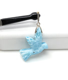 14g Rare Large Larimar Bird Pave Diamond Pendant, Silver Bohemian Jewelry, Dominican Republic Larimar Pendant, Larimar Bird Pendant