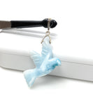 18g Rare Large Larimar Bird Pendant, Pave Diamond Larimar Pendant, Silver Bohemian Jewelry, Dominican Republic Larimar Pendant