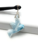 18g Rare Large Larimar Bird Pendant, Pave Diamond Larimar Pendant, Silver Bohemian Jewelry, Dominican Republic Larimar Pendant