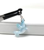 12g Rare Large Larimar Bird Pave Diamond Pendant, Silver Bohemian Jewelry, Dominican Republic Larimar Bird Pendant