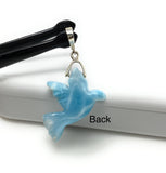 14g Rare Large Larimar Bird Pave Diamond Pendant, Silver Bohemian Jewelry, Dominican Republic Larimar Pendant, Larimar Bird Pendant