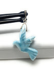 10g Rare Large Larimar Bird Pave Diamond Pendant, Silver Bohemian Jewelry, Dominican Republic Hand Carved Larimar Bird Pendant