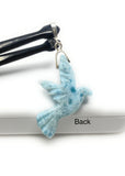10g Rare Large Larimar Bird Pave Diamond Pendant, Silver Bohemian Jewelry, Dominican Republic Hand Carved Larimar Bird Pendant
