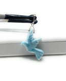 10g Rare Large Larimar Bird Pave Diamond Pendant, Silver Bohemian Jewelry, Dominican Republic Hand Carved Larimar Bird Pendant