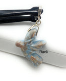 Larimar Bird Pave Diamond Pendant, Silver Bohemian Jewelry, Spiritual Healing Crytsal Pendant, Chakra Jewelry, December Birthstone Gifts