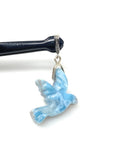Larimar Bird Pave Diamond Pendant, Silver Bohemian Jewelry, Spiritual Healing Crytsal Pendant, Chakra Jewelry, December Birthstone Gifts