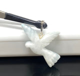 White Dove Larimar Diamond Pendant, Silver Bird Gemstone Jewelry, Spiritual Healing Crystal Pendant, Chakra Jewelry, December Birthstone