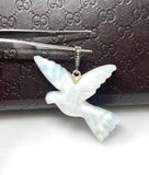 18g Rare White Dove Larimar Pendant, Pave Diamond Bird Larimar Pendant, Silver Bohemian Jewelry, Dominican Republic Larimar Pendant