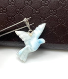 14g Rare Larimar Bird Pave Diamond Pendant, Silver Bohemian Jewelry, Dominican Republic Larimar Pendant, Larimar Bird Pendant