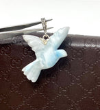14g Rare Larimar Bird Pave Diamond Pendant, Silver Bohemian Jewelry, Dominican Republic Larimar Pendant, Larimar Bird Pendant