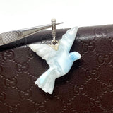 14g Rare Larimar Bird Pave Diamond Pendant, Silver Bohemian Jewelry, Dominican Republic Larimar Pendant, Larimar Bird Pendant