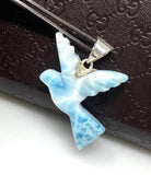 12g Rare Large Larimar Bird Pendant, Silver Bohemian Jewelry, Dominican Republic Larimar Pendant