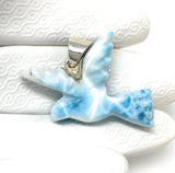 12g Rare Large Larimar Bird Pendant, Silver Bohemian Jewelry, Dominican Republic Larimar Pendant