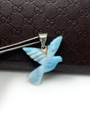 Rare Larimar Bird Pendant, Silver Spiritual Jewelry, Emotional Balance Energy Healing Crystal Pendant, Chakra Jewelry, December Birthstone,