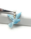 Rare Larimar Bird Pendant, Silver Spiritual Jewelry, Emotional Balance Energy Healing Crystal Pendant, Chakra Jewelry, December Birthstone,