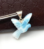 14g Rare Large Larimar Bird Pendant, Silver Bohemian Jewelry, Dominican Republic Larimar Pendant