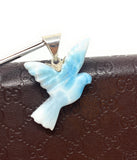 14g Rare Large Larimar Bird Pendant, Silver Bohemian Jewelry, Dominican Republic Larimar Pendant
