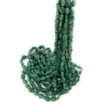 16" Natural Emerald Gemstone Beads, Smooth Emerald Oval Beads for Jewelry Making, May Birthstone Jewelry Supplies