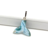 10g Rare Larimar Mermaid Tail Pendant, Sterling Silver Pave Diamond Pendant, Bohemian Jewelry, Larimar Whale Tail Pendant