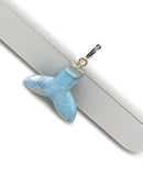 10g Rare Larimar Mermaid Tail Pendant, Sterling Silver Pave Diamond Pendant, Bohemian Jewelry, Larimar Whale Tail Pendant