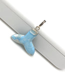 Rare Larimar Mermaid Tail Pendant, Sterling Silver Pave Diamond Pendant, Bohemian Jewelry, Larimar Whale Tail Pendant