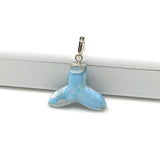 Rare Larimar Mermaid Tail Pendant, Sterling Silver Pave Diamond Pendant, Bohemian Jewelry, Larimar Whale Tail Pendant