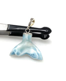 8g Rare Larimar Mermaid Tail Pendant, Sterling Silver Pave Diamond Pendant, Bohemian Jewelry, Larimar Whale Tail Pendant