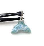 10g Larimar Mermaid Tail Pendant, Sterling Silver Pave Diamond Pendant, Bohemian Jewelry, Larimar Whale Tail Pendant