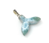 8g Rare Larimar Mermaid Tail Pendant, Sterling Silver Pave Diamond Pendant, Bohemian Jewelry, Larimar Whale Tail Pendant
