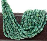 16" Natural Emerald Gemstone Beads, Smooth Emerald Oval Beads for Jewelry Making, May Birthstone Jewelry Supplies