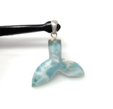 14g Larimar Mermaid Tail Pendant, Sterling Silver Pendant, Bohemian Jewelry, Larimar Whale Tail Pendant