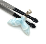12g Larimar Mermaid Tail Pendant, Sterling Silver Pendant, Bohemian Jewelry, Larimar Whale Tail Pendant