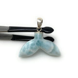 12g Larimar Mermaid Tail Pendant, Sterling Silver Pendant, Bohemian Jewelry, Larimar Whale Tail Pendant