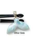 12g Larimar Mermaid Tail Pendant, Sterling Silver Pendant, Bohemian Jewelry, Larimar Whale Tail Pendant