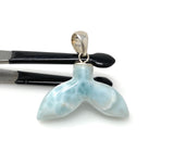 12g Larimar Mermaid Tail Pendant, Sterling Silver Pendant, Bohemian Jewelry, Larimar Whale Tail Pendant