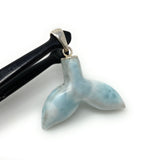 14g Larimar Mermaid Tail Pendant, Sterling Silver Pendant, Bohemian Jewelry, Larimar Whale Tail Pendant