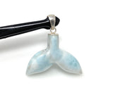 14g Larimar Mermaid Tail Pendant, Sterling Silver Pendant, Bohemian Jewelry, Larimar Whale Tail Pendant