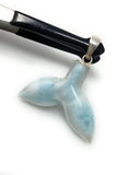 14g Larimar Mermaid Tail Pendant, Sterling Silver Pendant, Bohemian Jewelry, Larimar Whale Tail Pendant