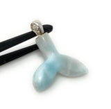 14g Larimar Mermaid Tail Pendant, Sterling Silver Pendant, Bohemian Jewelry, Larimar Whale Tail Pendant