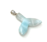 14g Larimar Mermaid Tail Pendant, Sterling Silver Pendant, Bohemian Jewelry, Larimar Whale Tail Pendant