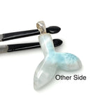 14g Larimar Mermaid Tail Pendant, Sterling Silver Pendant, Bohemian Jewelry, Larimar Whale Tail Pendant