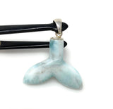 10g Larimar Mermaid Tail Pendant, Sterling Silver Pendant, Bohemian Jewelry, Larimar Whale Tail Pendant