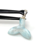 10g Larimar Mermaid Tail Pendant, Sterling Silver Pendant, Bohemian Jewelry, Larimar Whale Tail Pendant