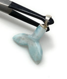 10g Larimar Mermaid Tail Pendant, Sterling Silver Pendant, Bohemian Jewelry, Larimar Whale Tail Pendant