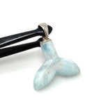 10g Larimar Mermaid Tail Pendant, Sterling Silver Pendant, Bohemian Jewelry, Larimar Whale Tail Pendant